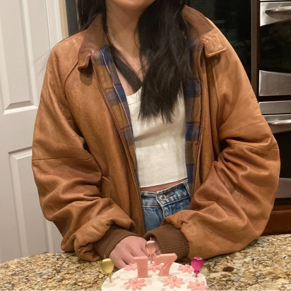 Brown leather jacket